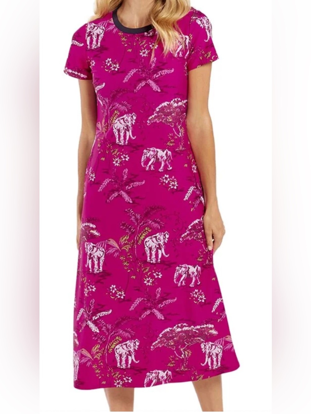 Jude Connally Magenta Elephant-Print Maxi Dress nWOT
